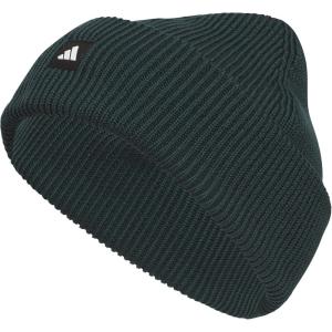 adidas Mens Premium Beanie – Standard Fit Cuffed Knit Winter Hat(Aurora Green Ivy/Black/White)
