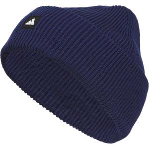adidas Mens Premium Beanie – Standard Fit Cuffed Knit Winter Hat(Dark Blue/Black/White)