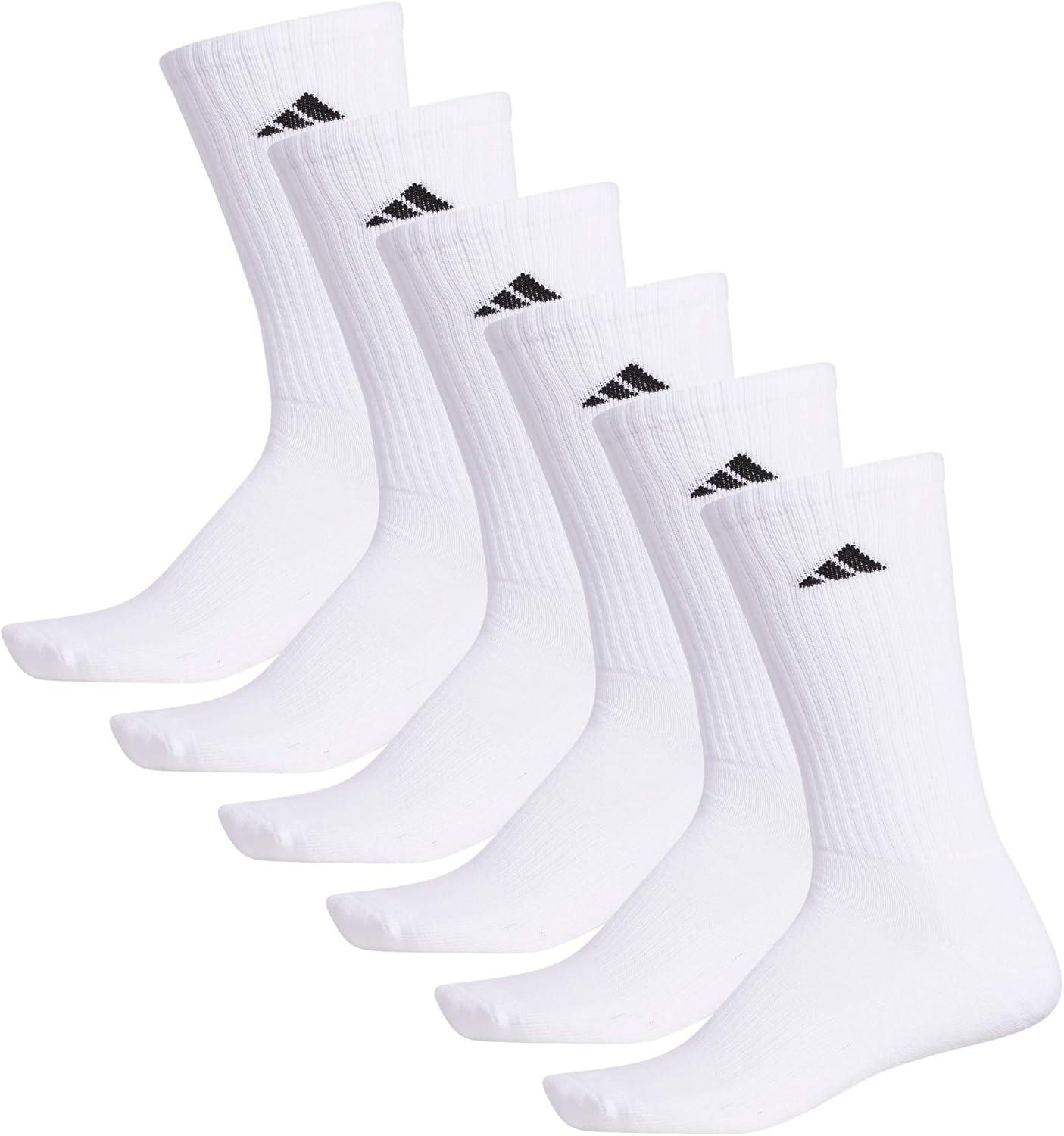 image:imageadidas Mens Athletic Cushioned Crew Socks 6 Pairs Durable amp ComfortableWhiteBlack