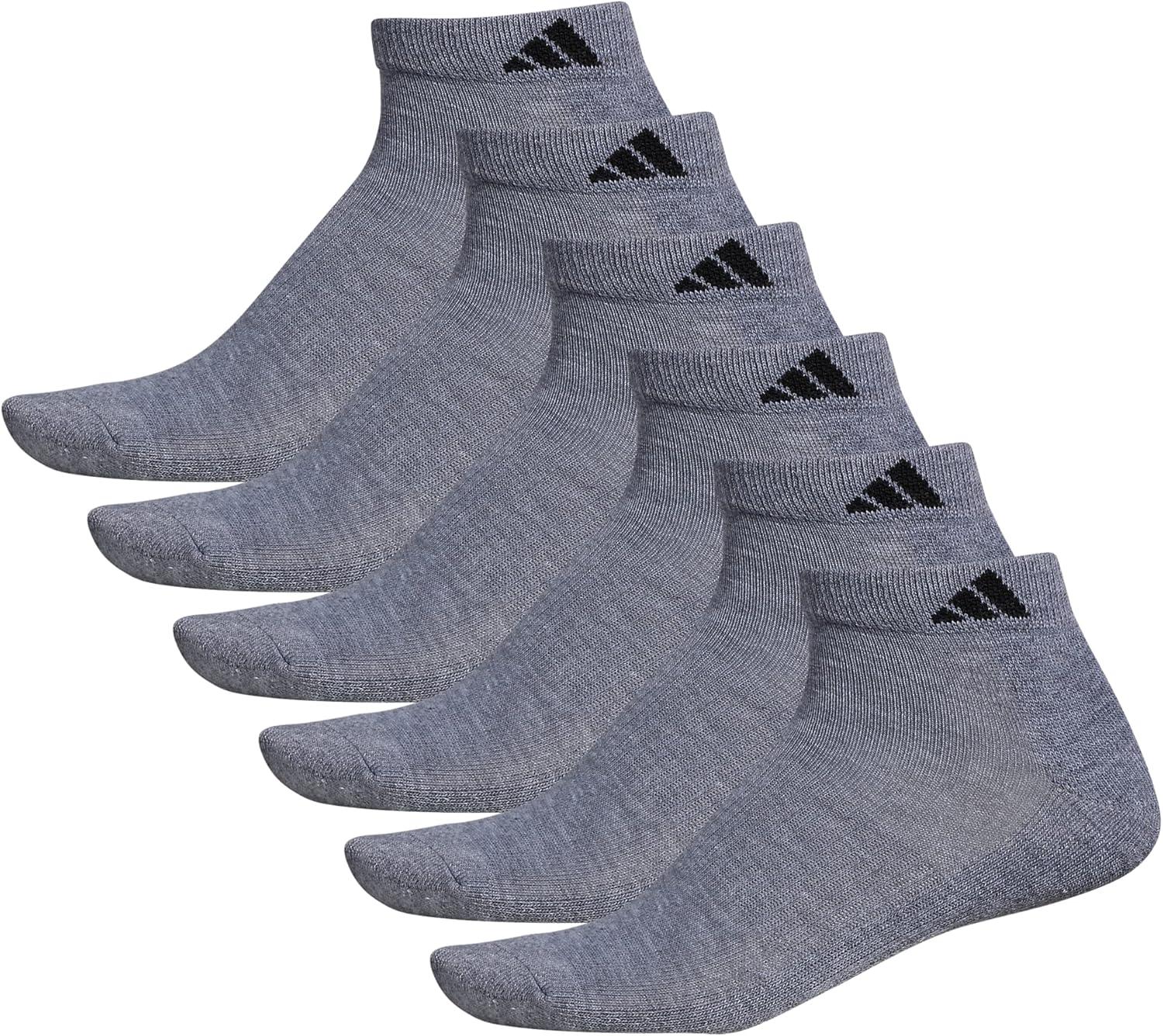 image:imageadidas Mens Athletic Cushioned Low Cut Ankle Socks 6 Pairs Durable amp ComfortableHeather GreyBlack