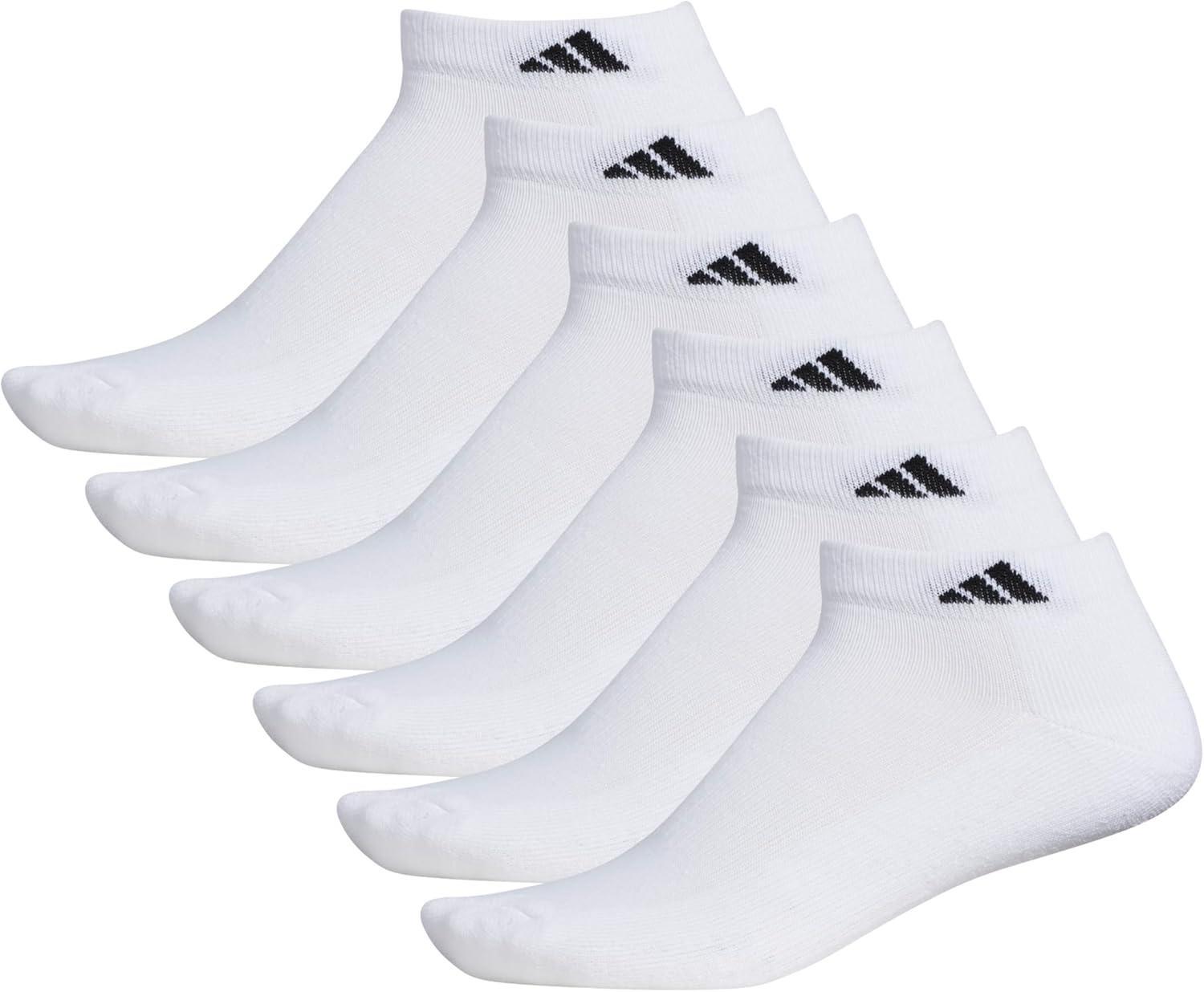 image:imageadidas Mens Athletic Cushioned Low Cut Ankle Socks 6 Pairs Durable amp ComfortableWhiteBlack