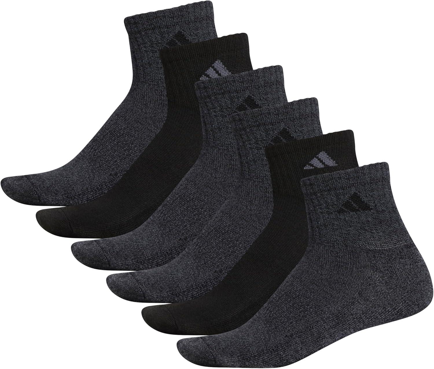 image:imageadidas Mens Athletic Cushioned Quarter Ankle Socks 6 Pairs Durable amp ComfortableBlack Onix MarlBlackOnix