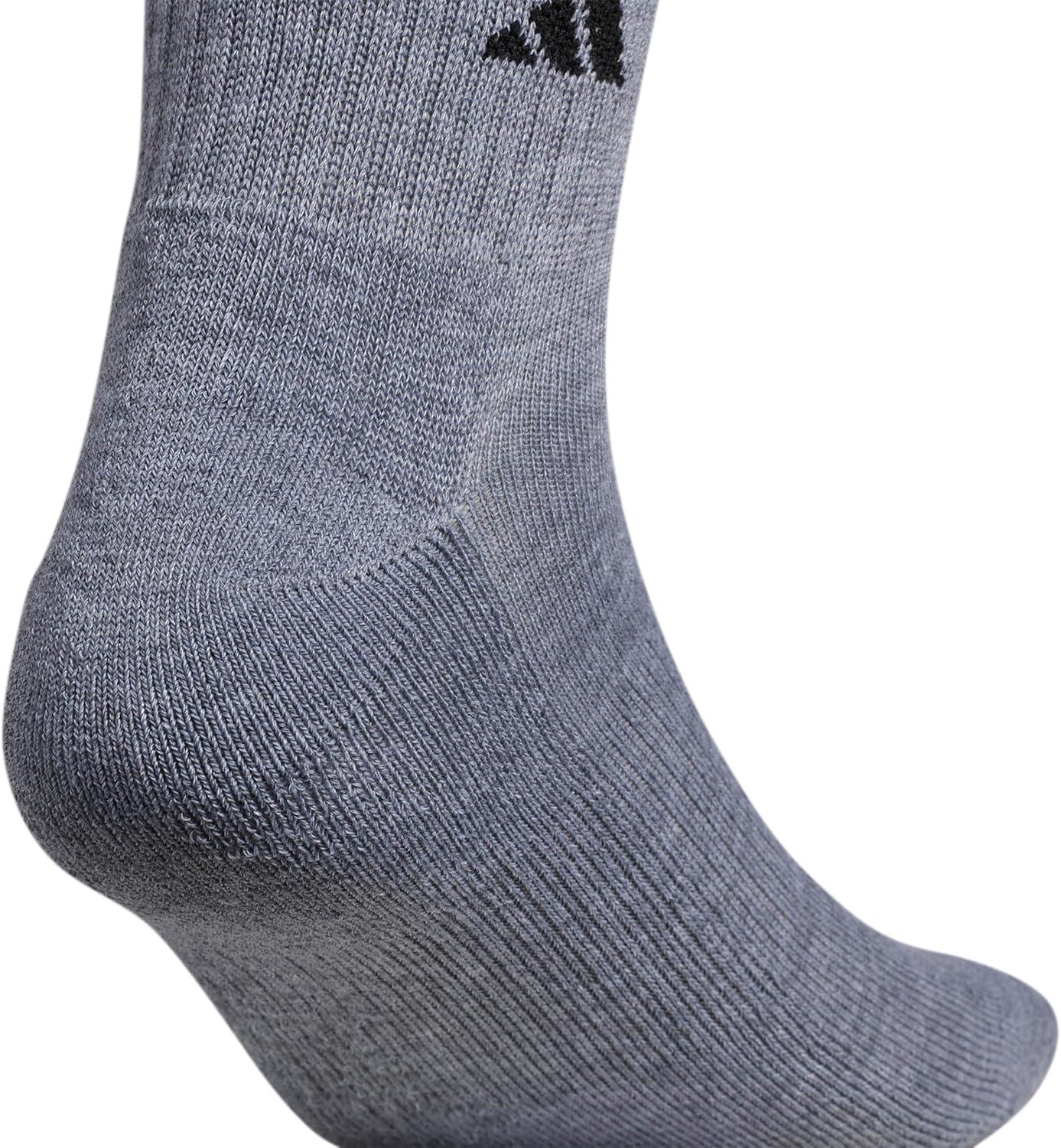 image:imageadidas Mens Athletic Cushioned Quarter Ankle Socks 6 Pairs Durable amp ComfortableHeather GreyBlack
