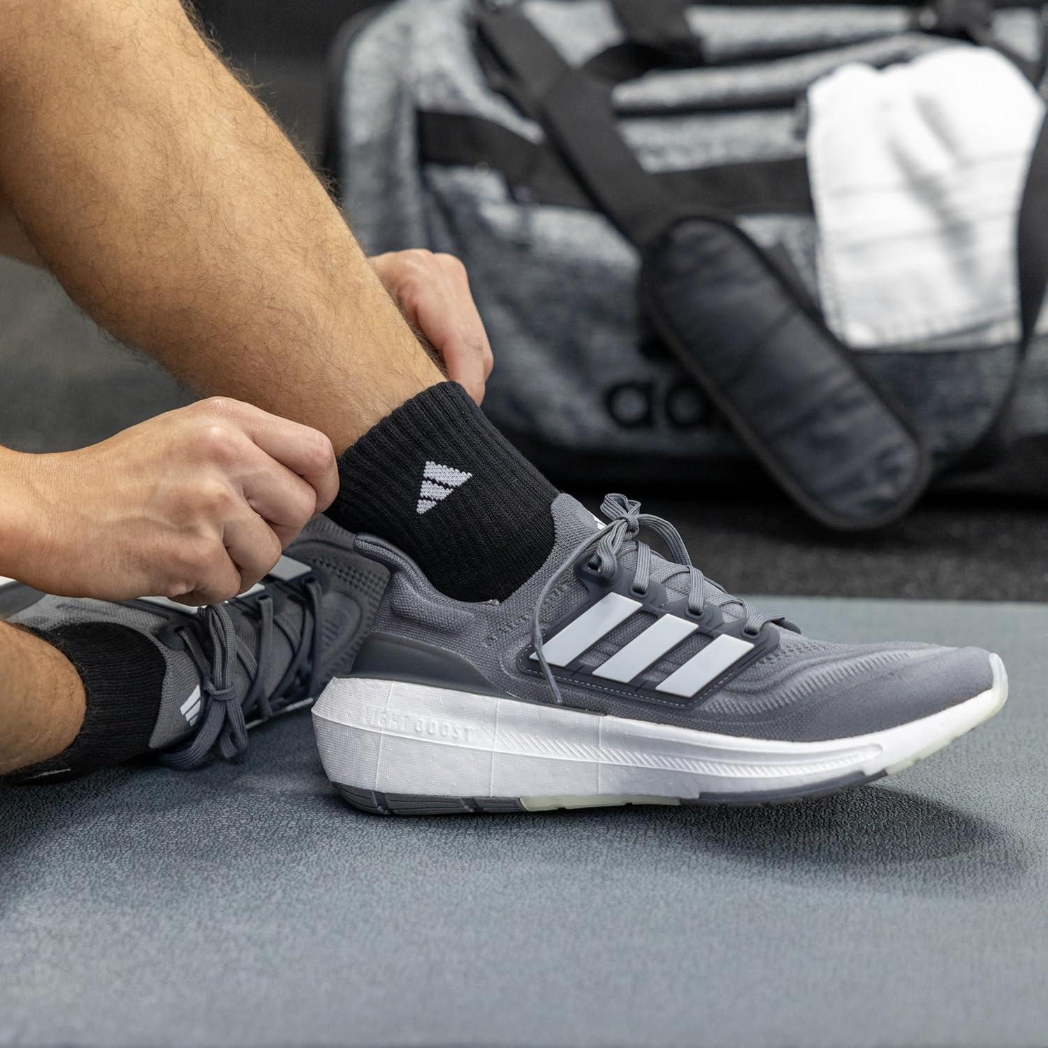 image:imageadidas Mens Athletic Cushioned Quarter Ankle Socks 6 Pairs Durable amp ComfortableWhiteBlackWhite