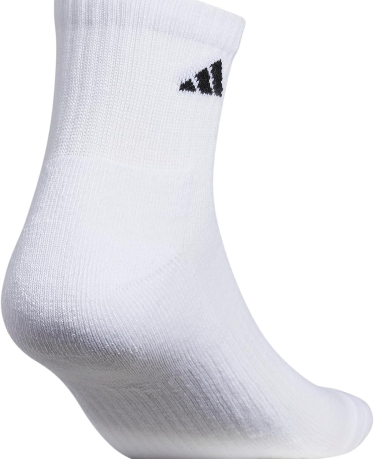 image:imageadidas Mens Athletic Cushioned Quarter Ankle Socks 6 Pairs Durable amp ComfortableWhiteBlackWhite