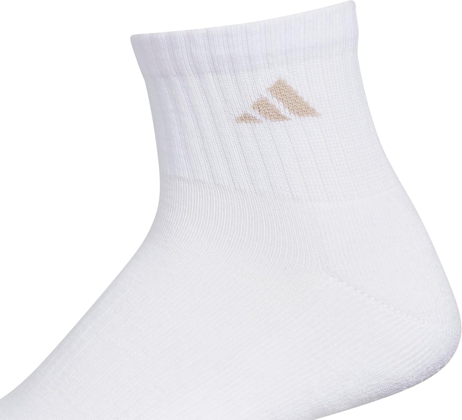 image:imageadidas Mens Athletic Cushioned Quarter Ankle Socks 6 Pairs Durable amp ComfortableWhiteWonder BeigeAlumina Beige