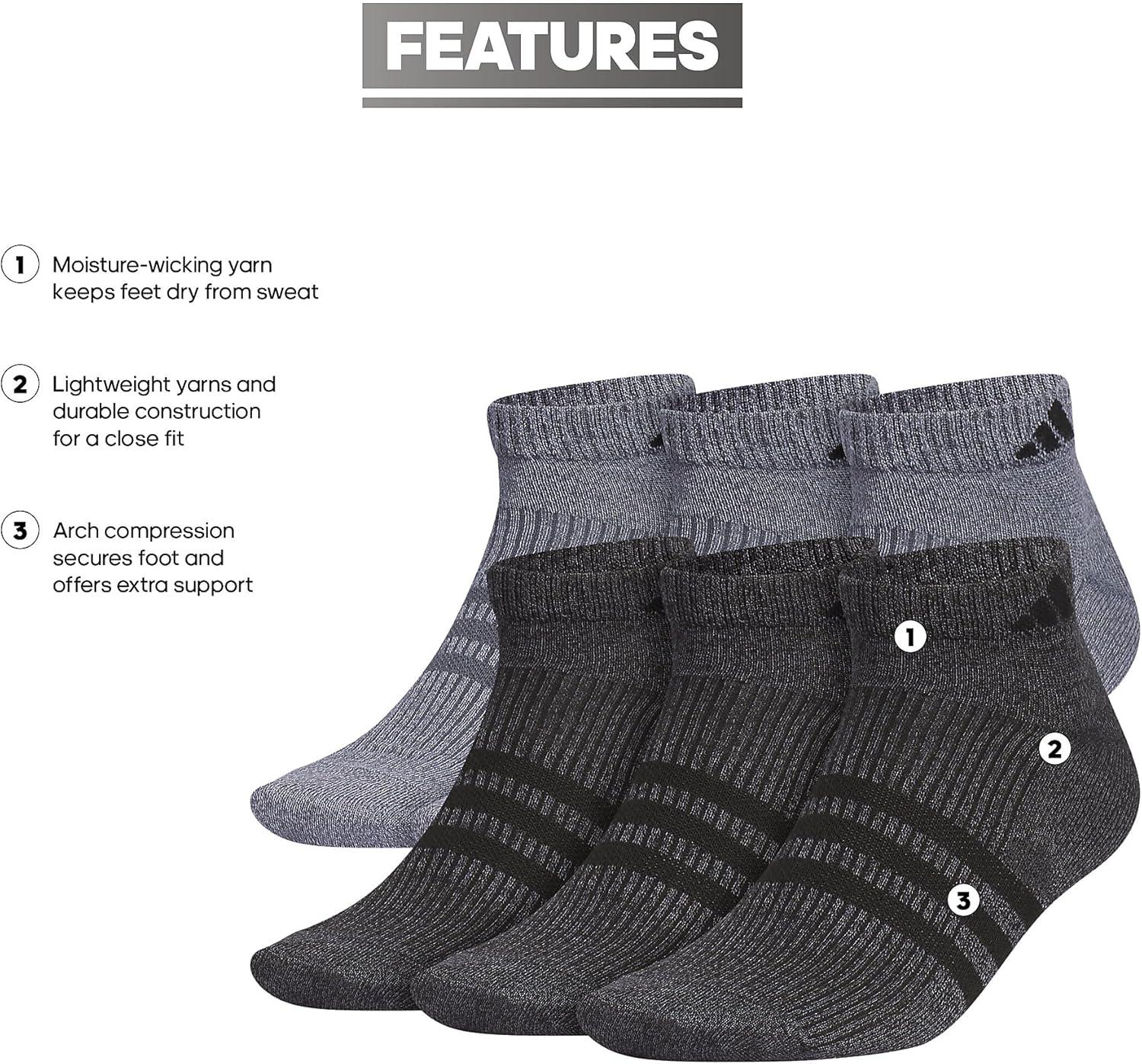 image:imageadidas Mens Superlite Low Cut Ankle Socks 6 Pairs Lightweight amp BreathableOnix GreyBlack
