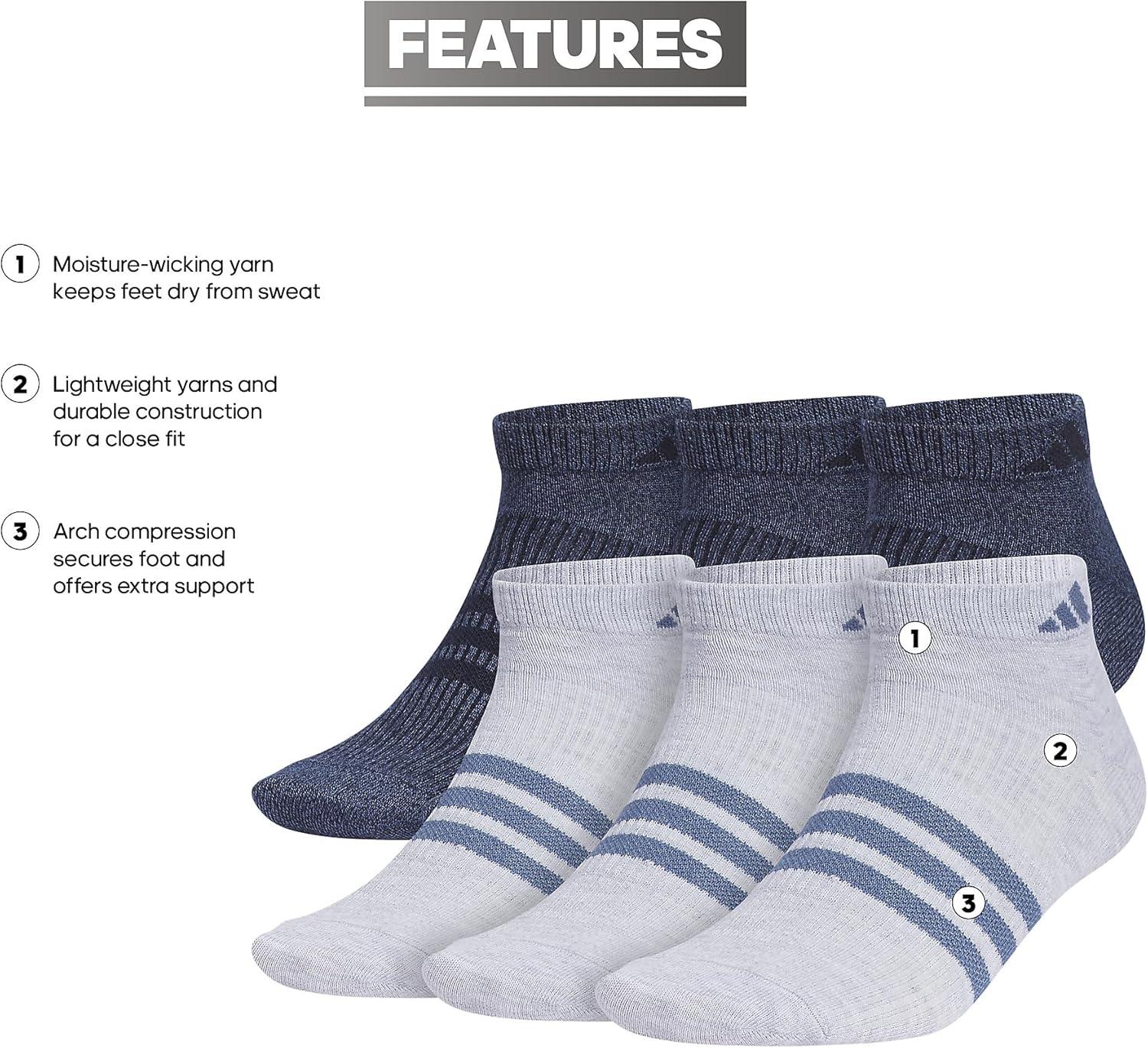 image:imageadidas Mens Superlite Low Cut Ankle Socks 6 Pairs Lightweight amp BreathablePreloved Ink BlueLegend Ink BlueCool Light Heather