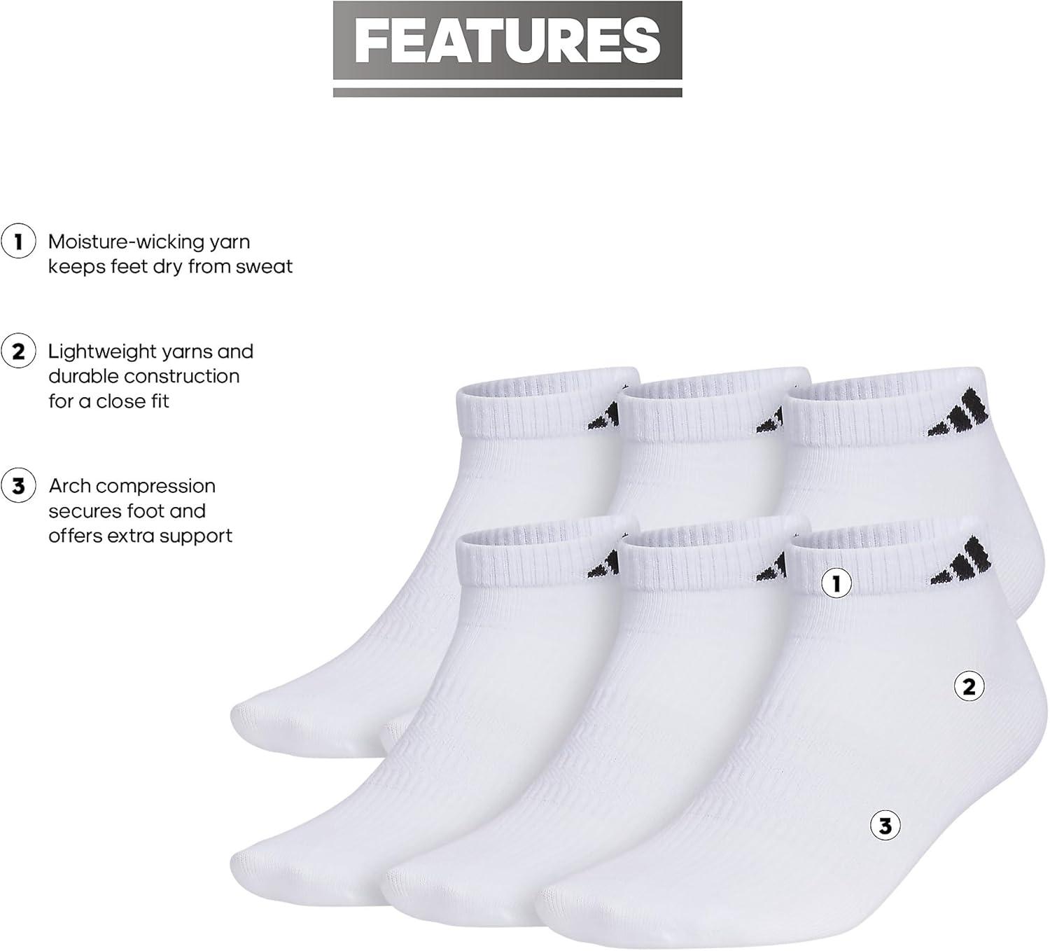 image:imageadidas Mens Superlite Low Cut Ankle Socks 6 Pairs Lightweight amp BreathableWhiteBlack