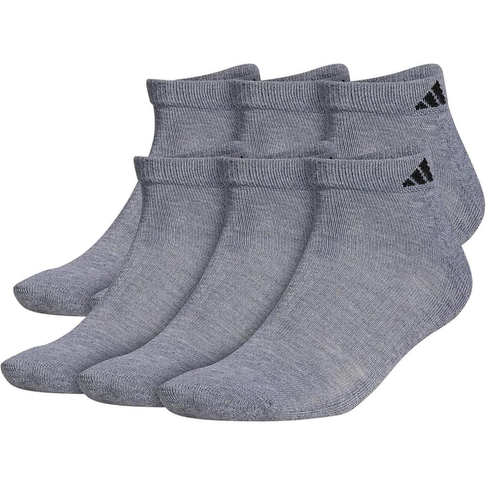 image:imageadidas Mens Athletic Cushioned Low Cut Ankle Socks 6 Pairs Durable amp ComfortableHeather GreyBlack