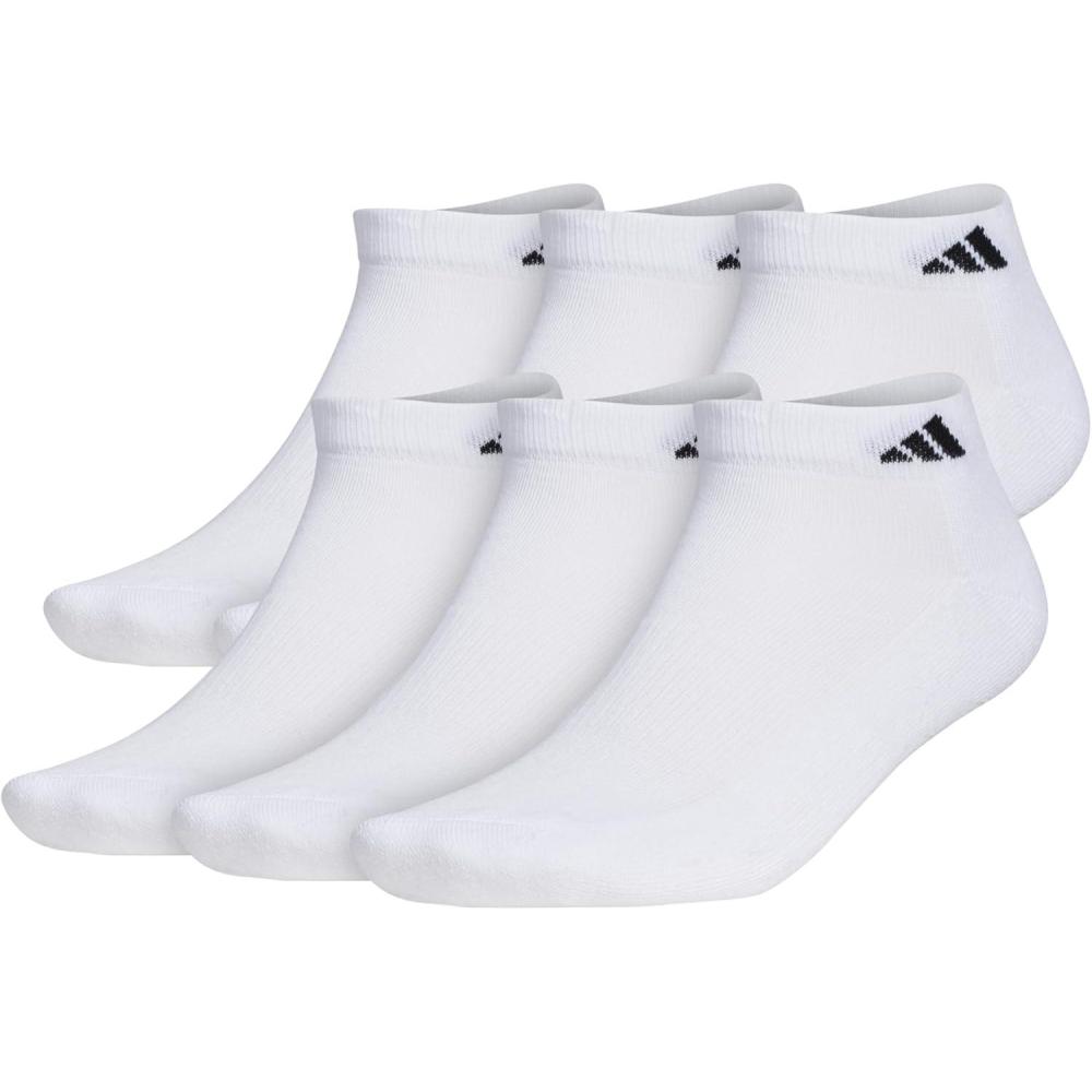 image:imageadidas Mens Athletic Cushioned Low Cut Ankle Socks 6 Pairs Durable amp ComfortableWhiteBlack