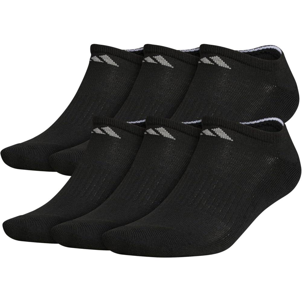 image:imageadidas Mens Athletic Cushioned No Show Socks 6 Pairs Durable amp ComfortableBlackAluminum 2