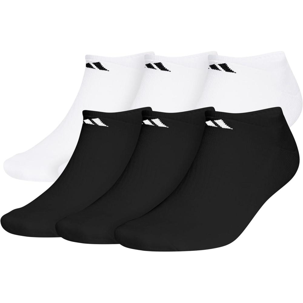 image:imageadidas Mens Athletic Cushioned No Show Socks 6 Pairs Durable amp ComfortableWhiteBlackWhite