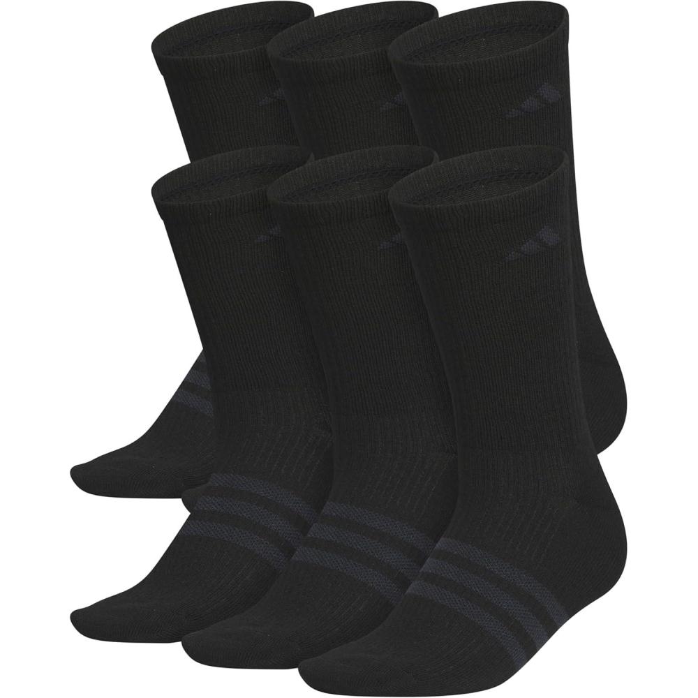 image:imageadidas Mens Superlite Crew Socks 6 Pairs Lightweight amp BreathableBlackNight Grey