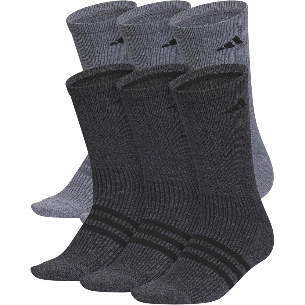 image:imageadidas Mens Superlite Crew Socks 6 Pairs Lightweight amp BreathableOnix GreyBlack