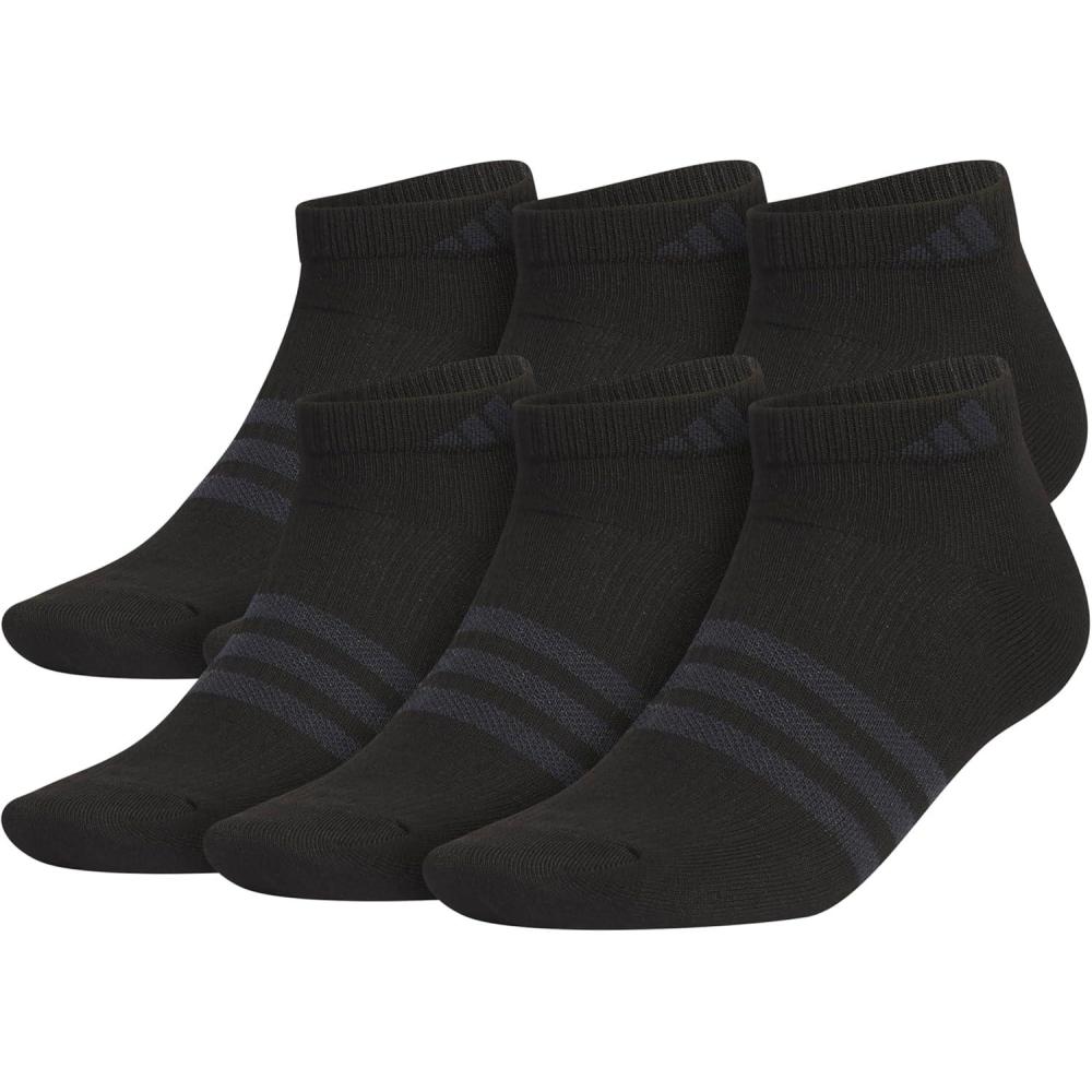image:imageadidas Mens Superlite Low Cut Ankle Socks 6 Pairs Lightweight amp BreathableBlackNight Grey