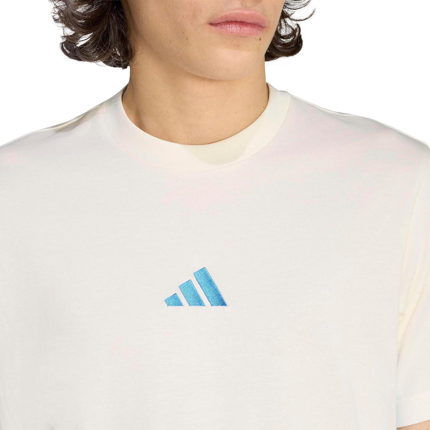 image:imageAdidas Mens Essentials Single Jersey 3Stripes TShirtOff WhiteRay Blue