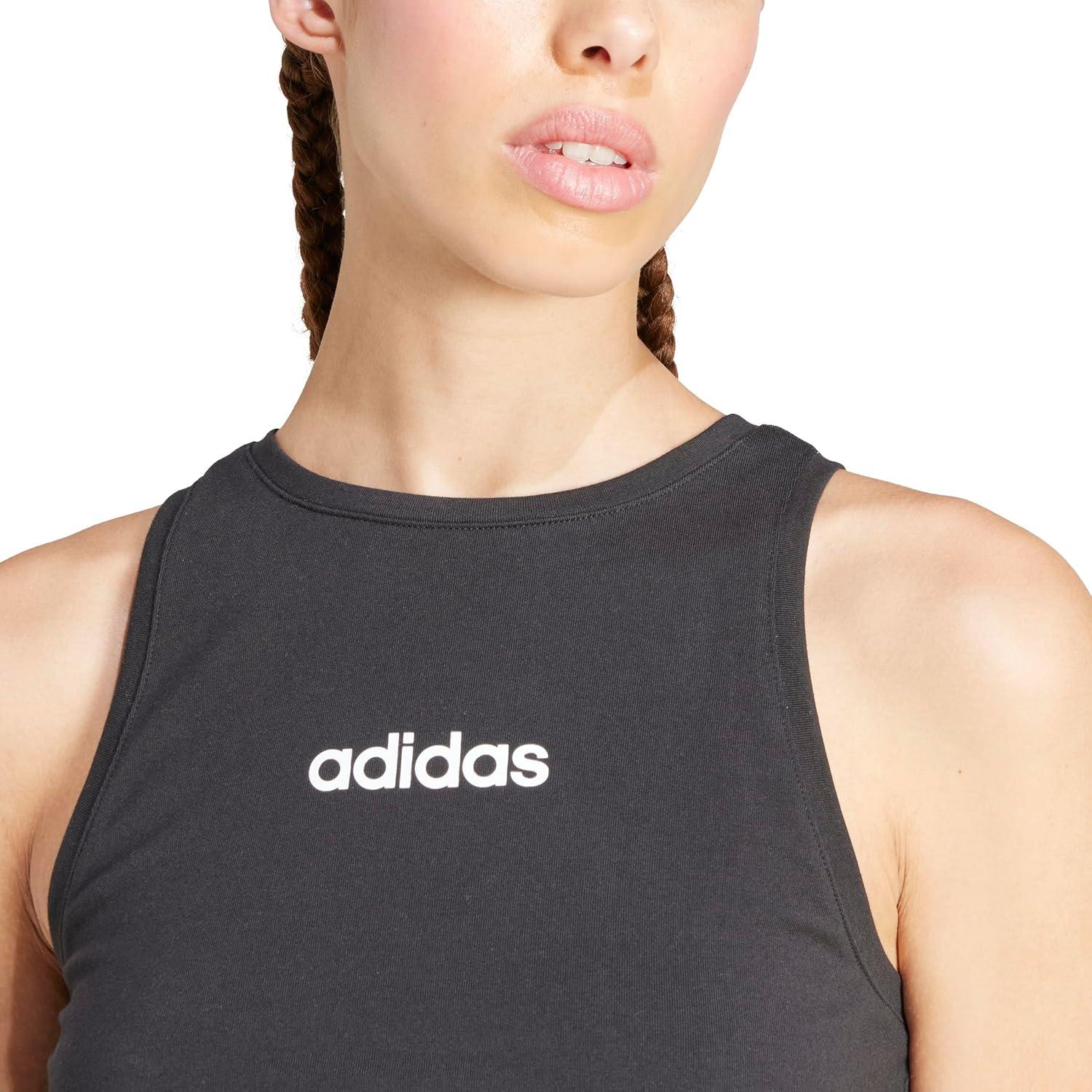 image:imageAdidas Womens Essentials Linear Slim Cotton Tank TopBlackWhite