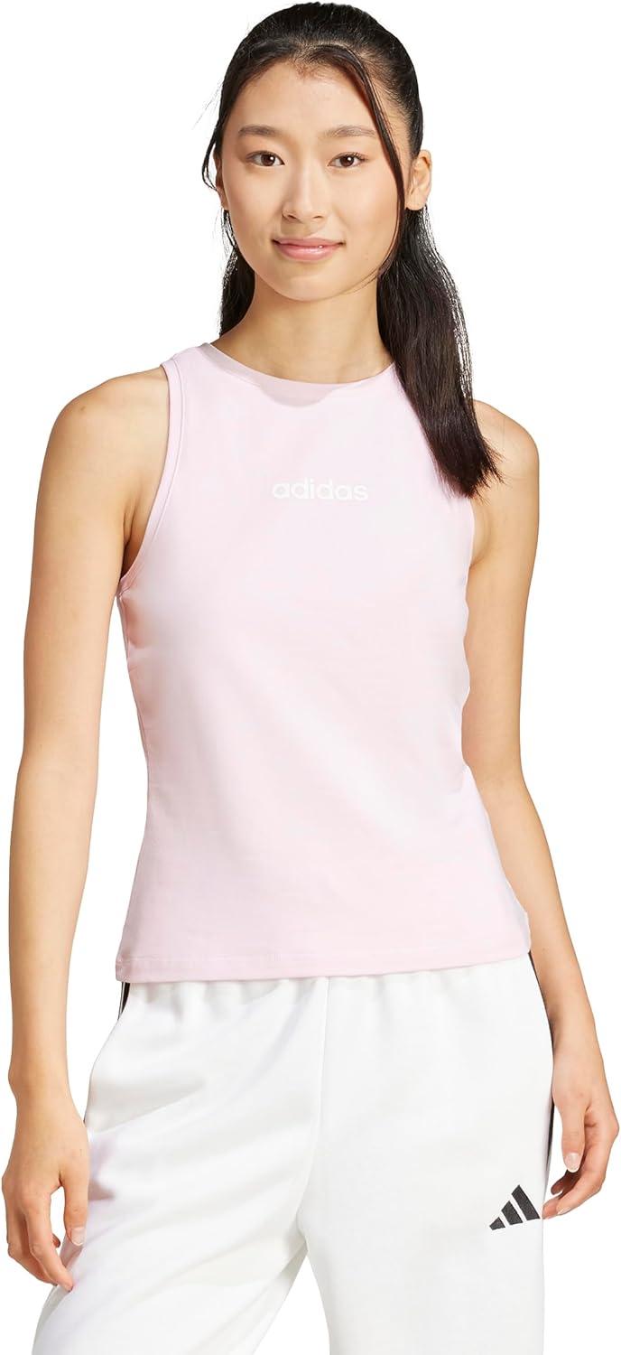 image:imageAdidas Womens Essentials Linear Slim Cotton Tank TopClear PinkWhite