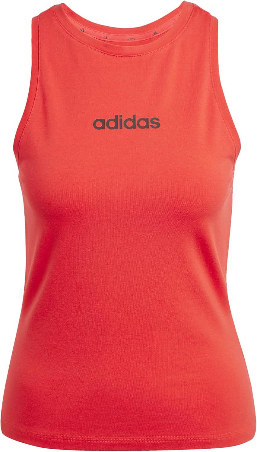 image:imageAdidas Womens Essentials Linear Slim Cotton Tank TopPure RubyBlack