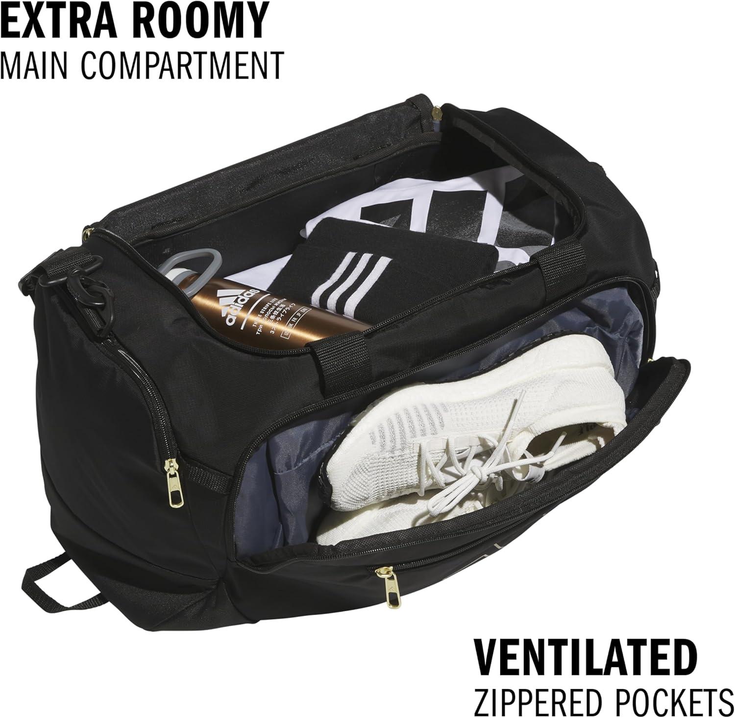 image:imageadidas Defender 5 Duffel Bag Premium Duffle for Sports Gym amp TravelBlackGold Metallic