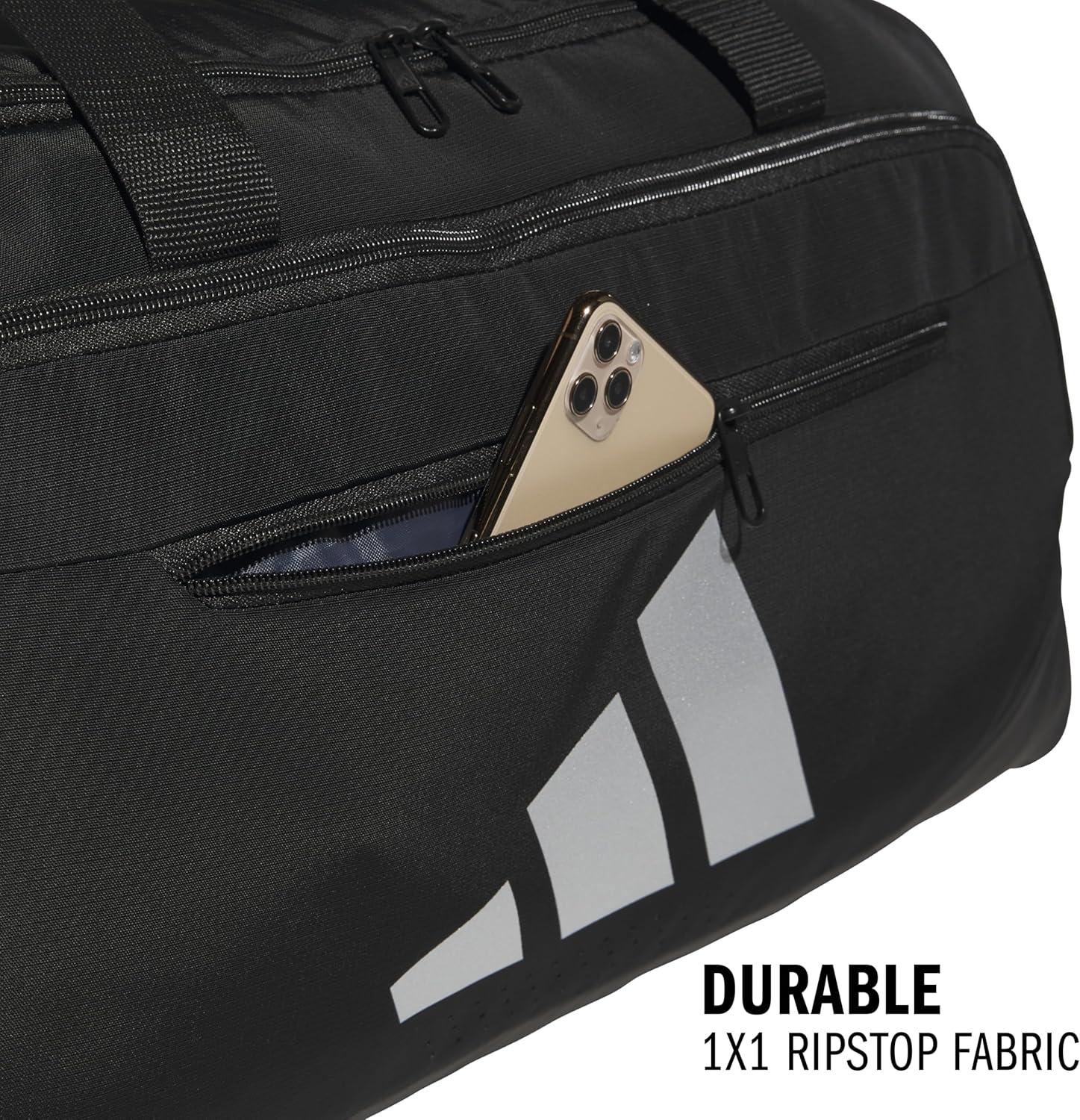 image:imageadidas Defender 5 Duffel Bag Premium Duffle for Sports Gym amp TravelBlackSilver Metallic