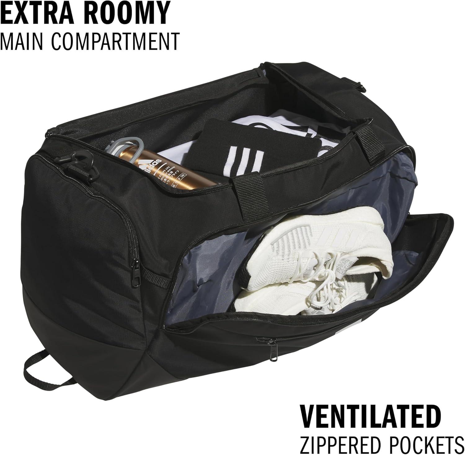 image:imageadidas Defender 5 Duffel Bag Premium Duffle for Sports Gym amp TravelBlackSilver Metallic