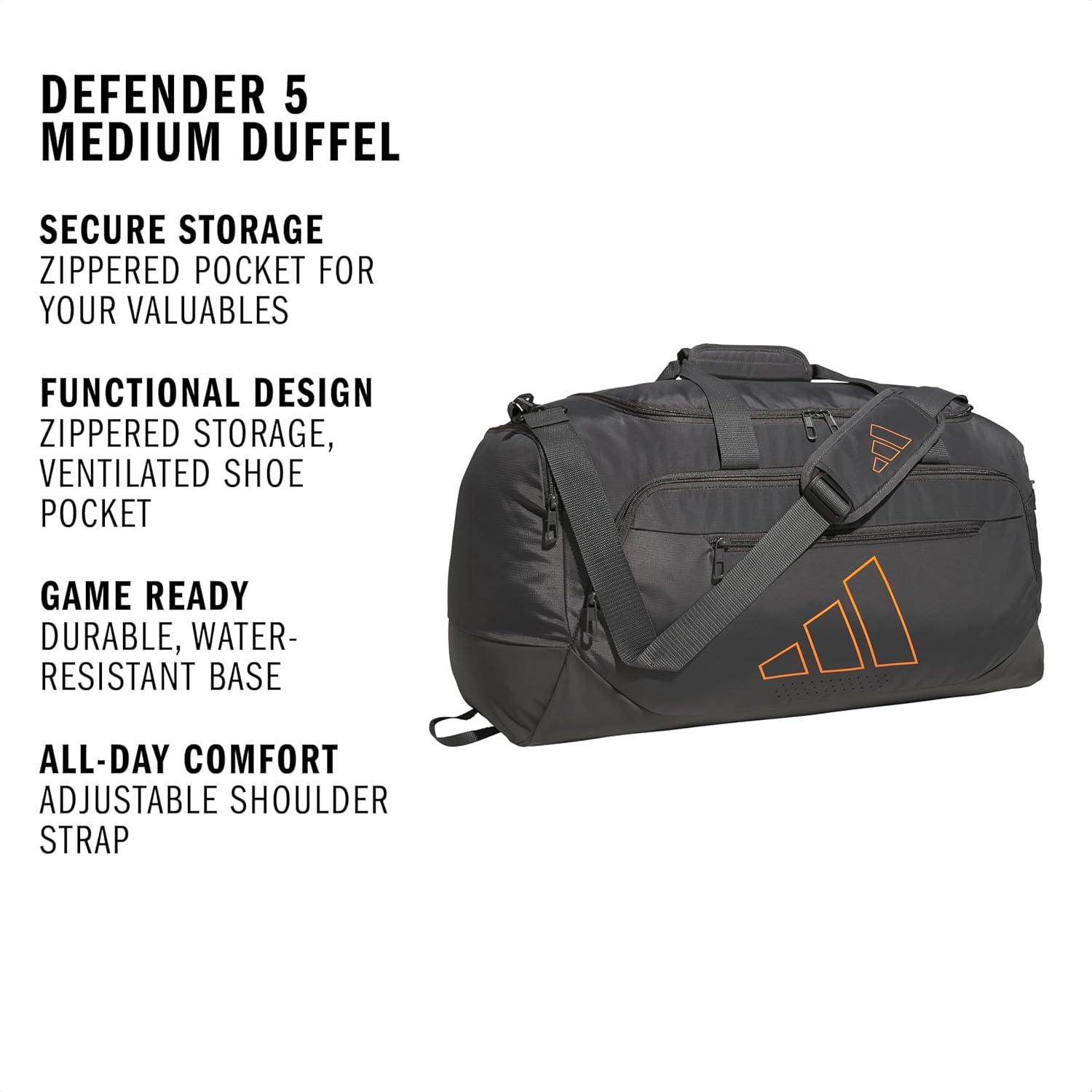 image:imageadidas Defender 5 Duffel Bag Premium Duffle for Sports Gym amp TravelGrey SixPure Orange