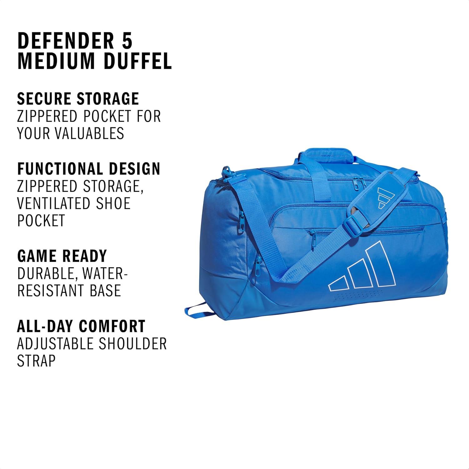 image:imageadidas Defender 5 Duffel Bag Premium Duffle for Sports Gym amp TravelRay BlueWhite