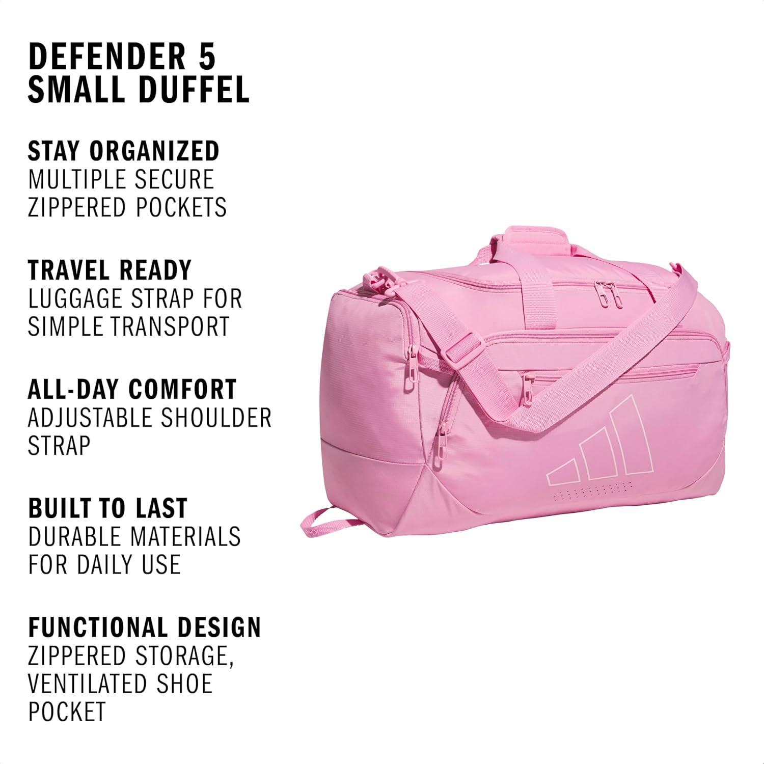 image:imageadidas Defender 5 Duffel Bag Premium Duffle for Sports Gym amp TravelTropic BloomClear Pink