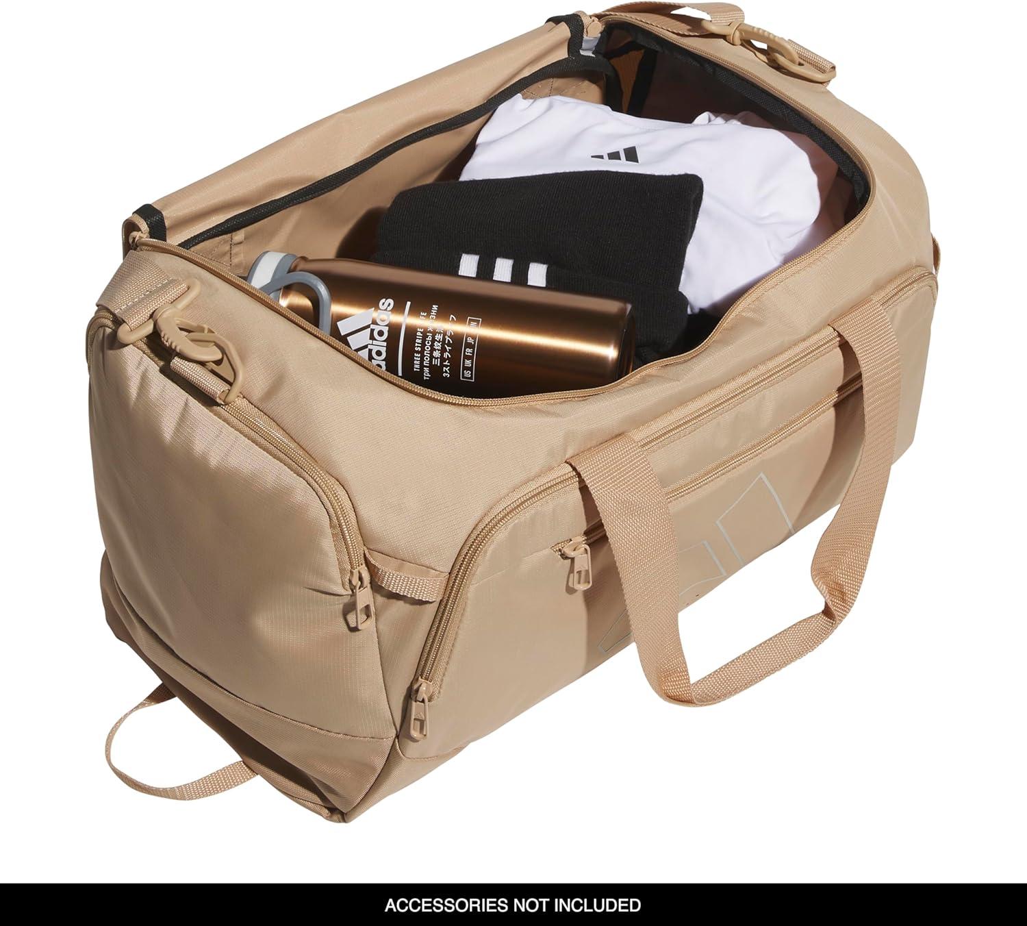 image:imageadidas Defender 5 Duffel Bag Premium Duffle for Sports Gym amp TravelWarm Sandstone BeigeWonder Alumina Grey