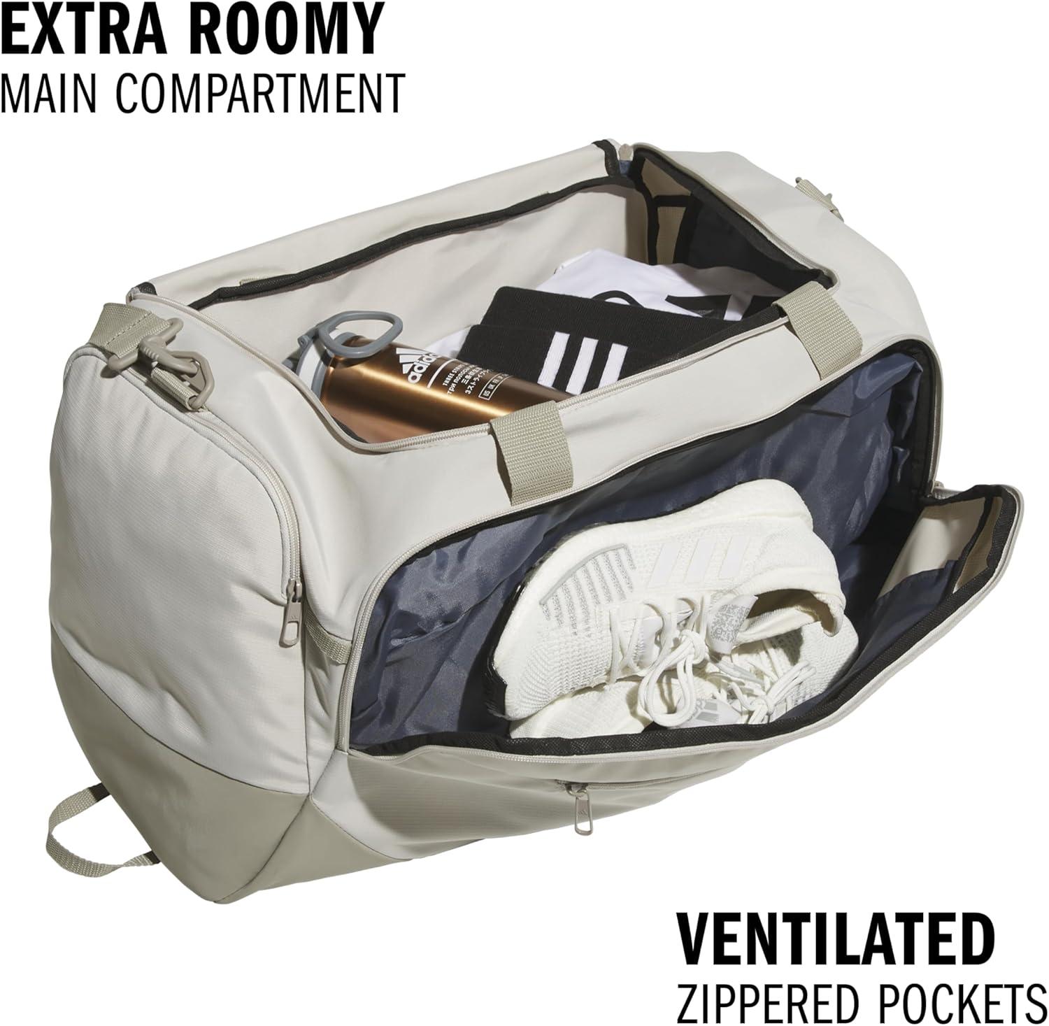image:imageadidas Defender 5 Duffel Bag Premium Duffle for Sports Gym amp TravelWonder Alumina GreyPutty Beige
