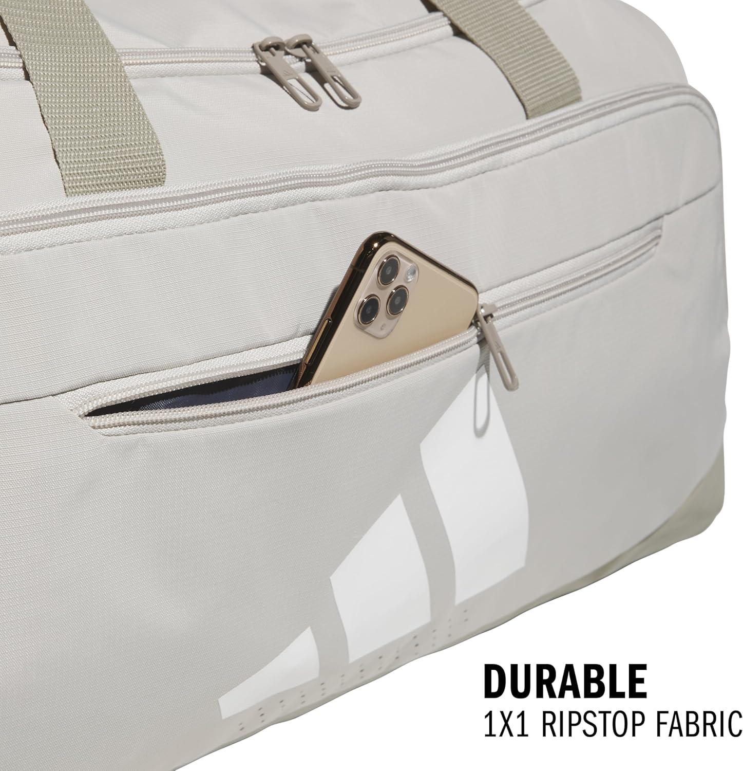 image:imageadidas Defender 5 Duffel Bag Premium Duffle for Sports Gym amp TravelWonder Alumina GreyPutty Beige