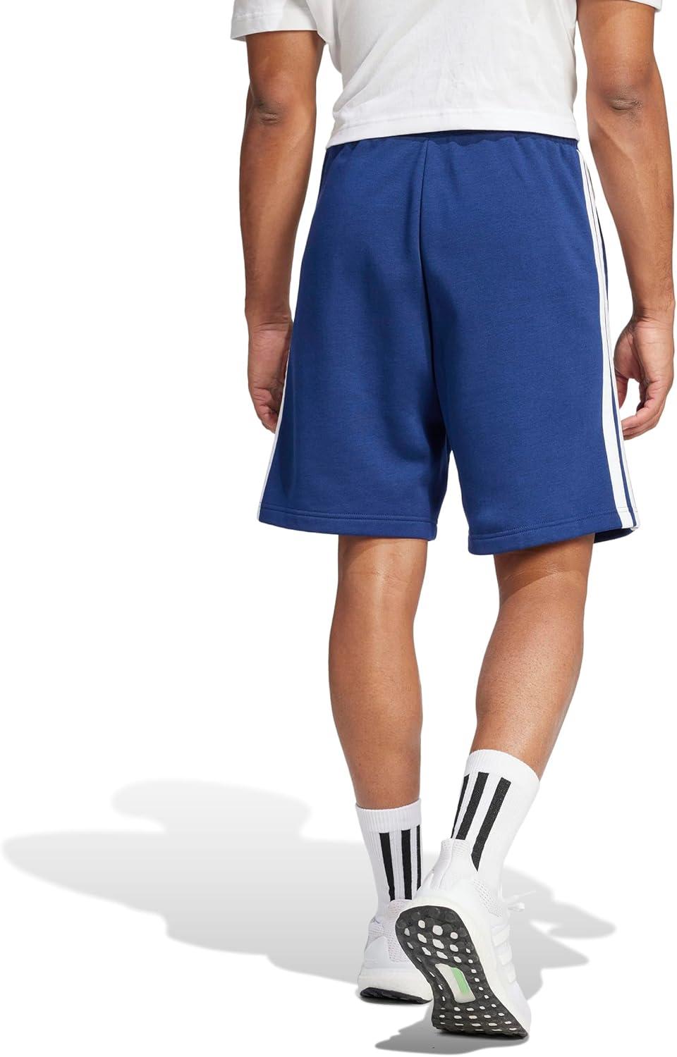 image:imageadidas Mens Essentials 3Stripes Fleece 9inch ShortsDark BlueWhite