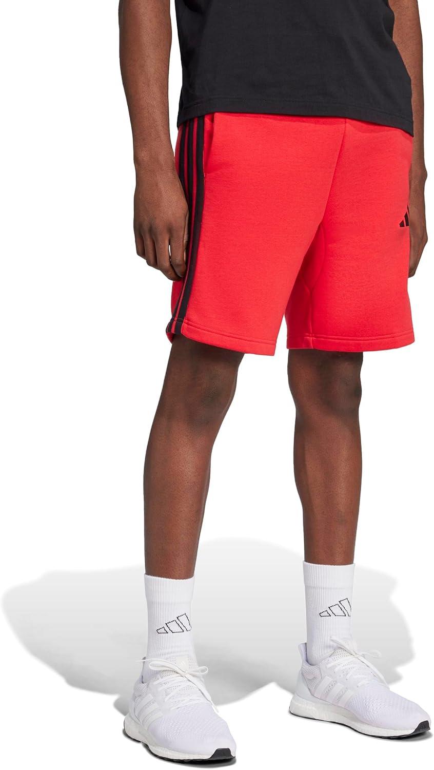 image:imageadidas Mens Essentials 3Stripes Fleece 9inch ShortsPure RubyBlack