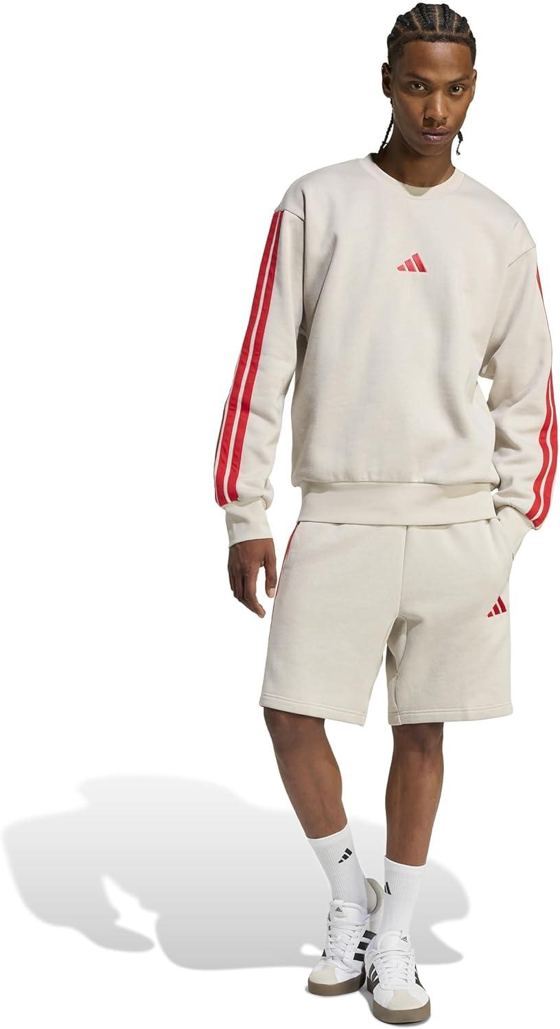 image:imageadidas Mens Essentials 3Stripes Fleece 9inch ShortsWonder AluminaPure Ruby