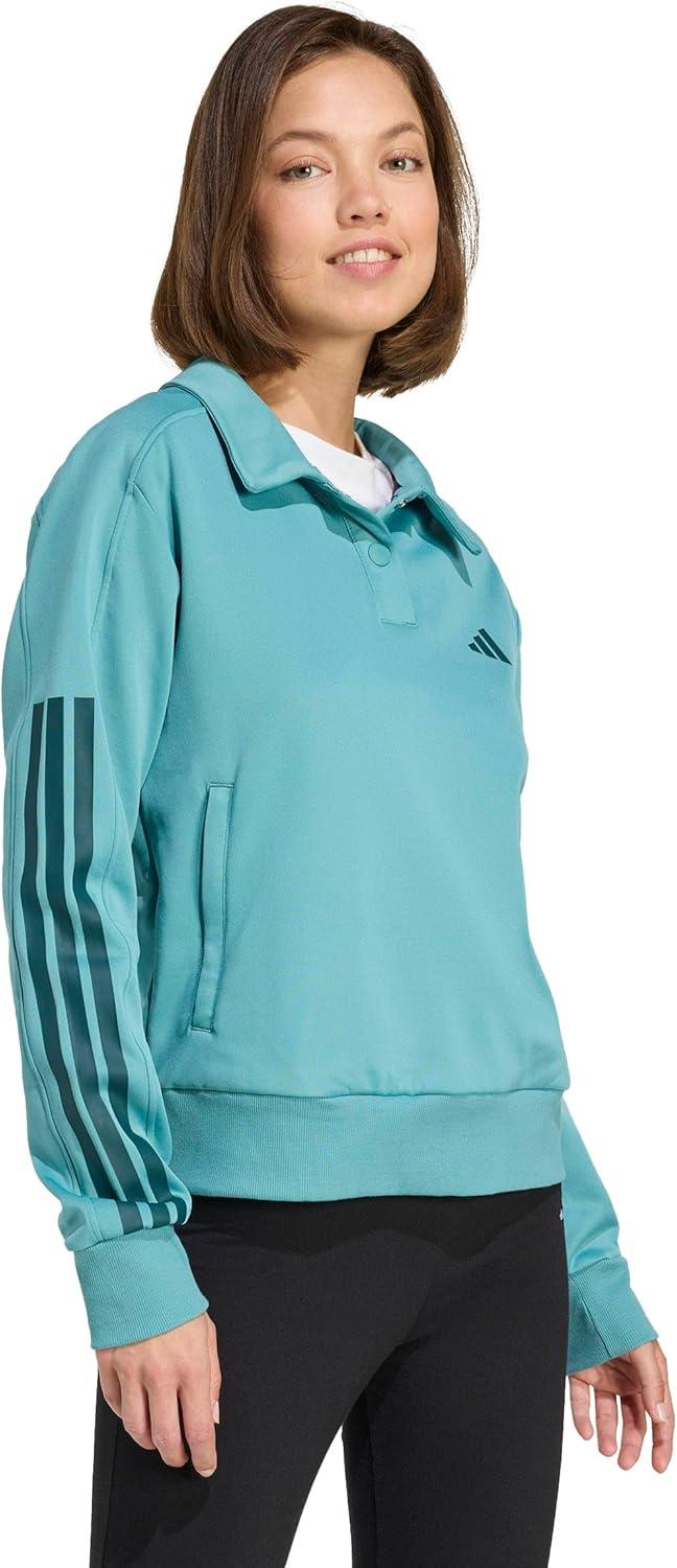 image:imageadidas Womens Iconic 3stripes Snap Track TopPowder TealAurora Ivy