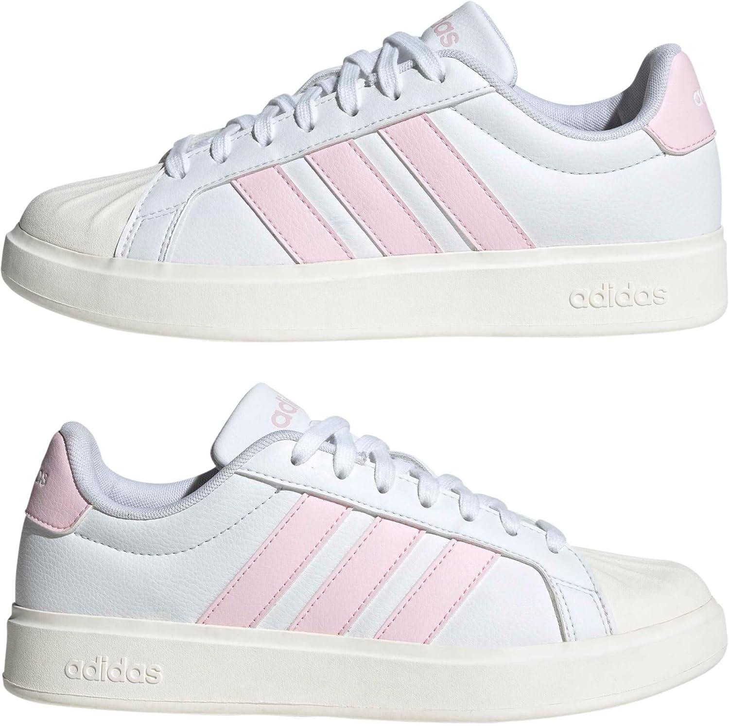 image:imageadidas Womens Streettalk Lace Up Sneakers Shoes Casual BlackWhiteClear PinkWhite