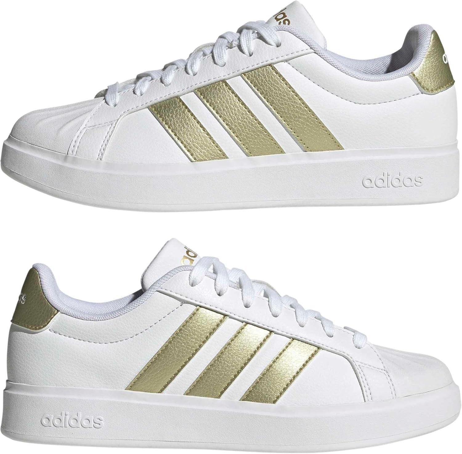 image:imageadidas Womens Streettalk Lace Up Sneakers Shoes Casual BlackWhiteGold MetallicWhite