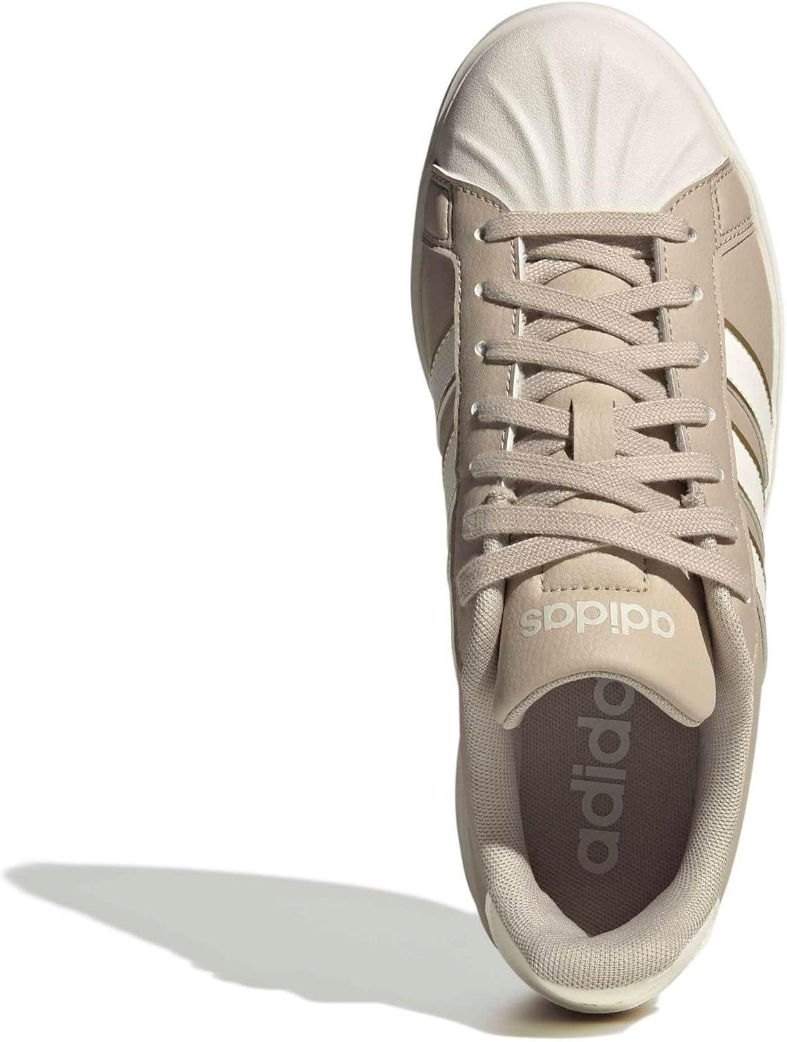 image:imageadidas Womens Streettalk Lace Up Sneakers Shoes Casual BlackWonder BeigeOff WhiteGold Metallic