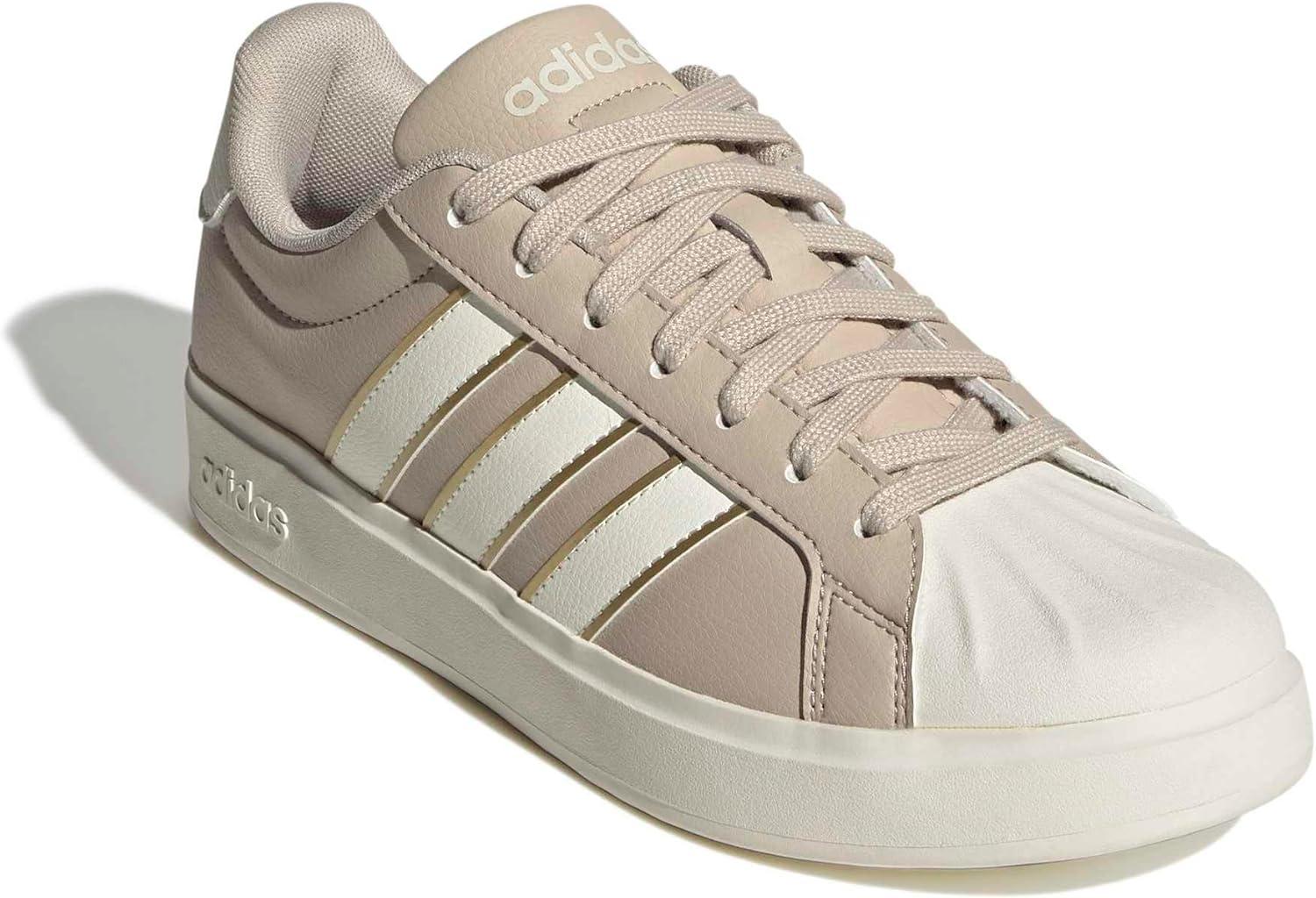 image:imageadidas Womens Streettalk Lace Up Sneakers Shoes Casual BlackWonder BeigeOff WhiteGold Metallic