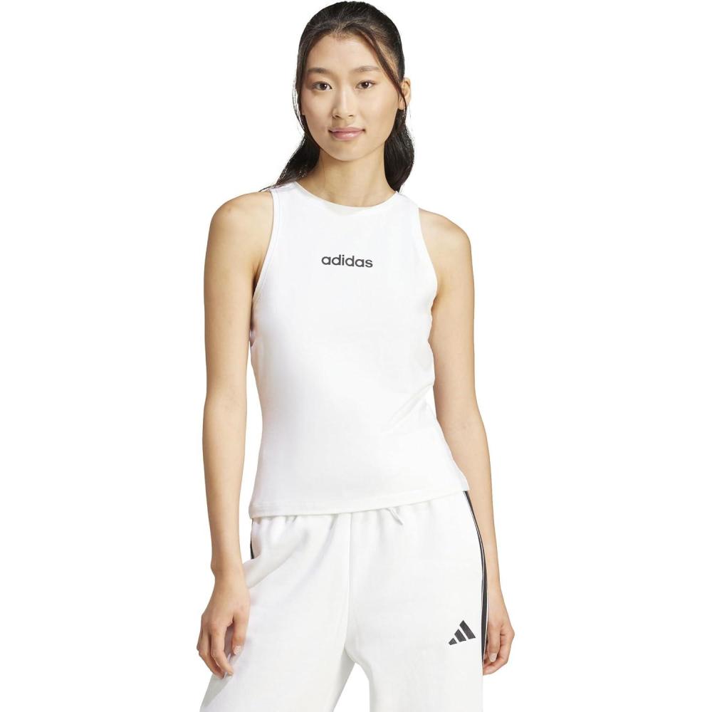 image:imageAdidas Womens Essentials Linear Slim Cotton Tank TopWhiteBlack