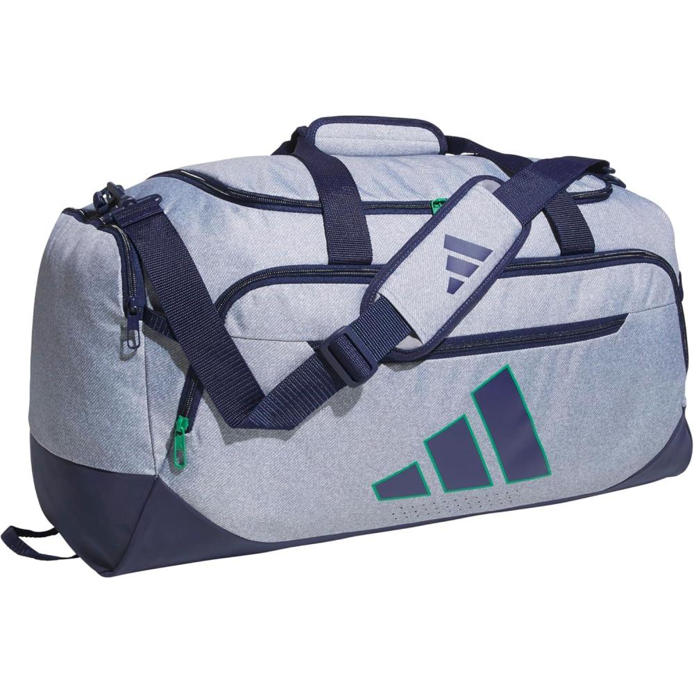 image:imageadidas Defender 5 Duffel Bag Premium Duffle for Sports Gym amp TravelTwill GreyDark BlueSemi Court Green