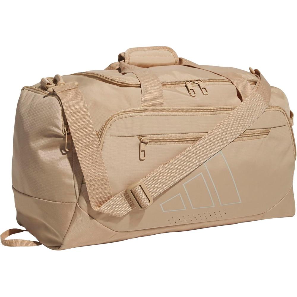 image:imageadidas Defender 5 Duffel Bag Premium Duffle for Sports Gym amp TravelWarm Sandstone BeigeWonder Alumina Grey