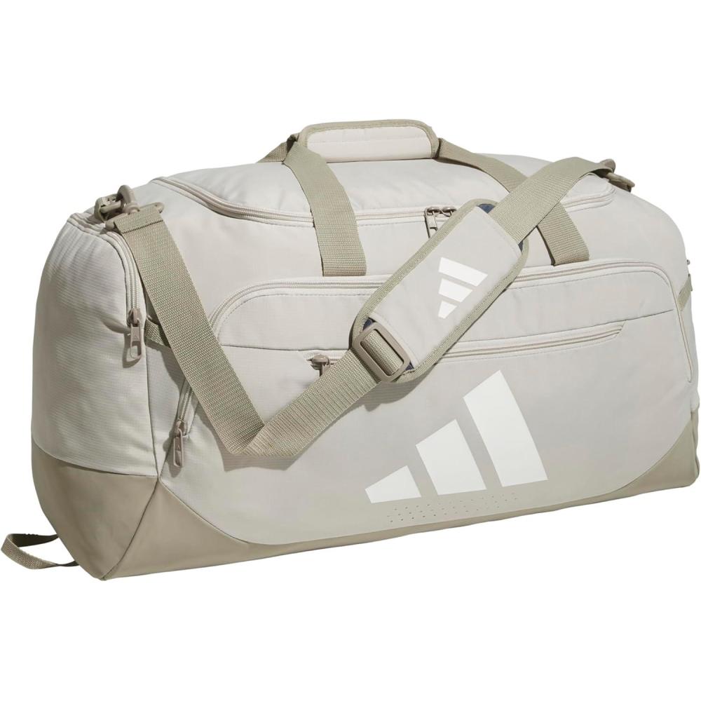 image:imageadidas Defender 5 Duffel Bag  Premium Duffle for Sports Gym amp TravelWonder Alumina GreyPutty Beige