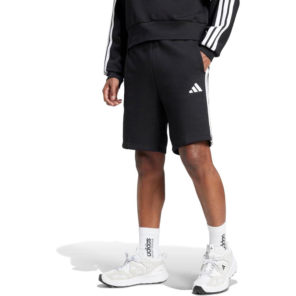 image:imageadidas Mens Essentials 3Stripes Fleece 9inch ShortsBlackWhite
