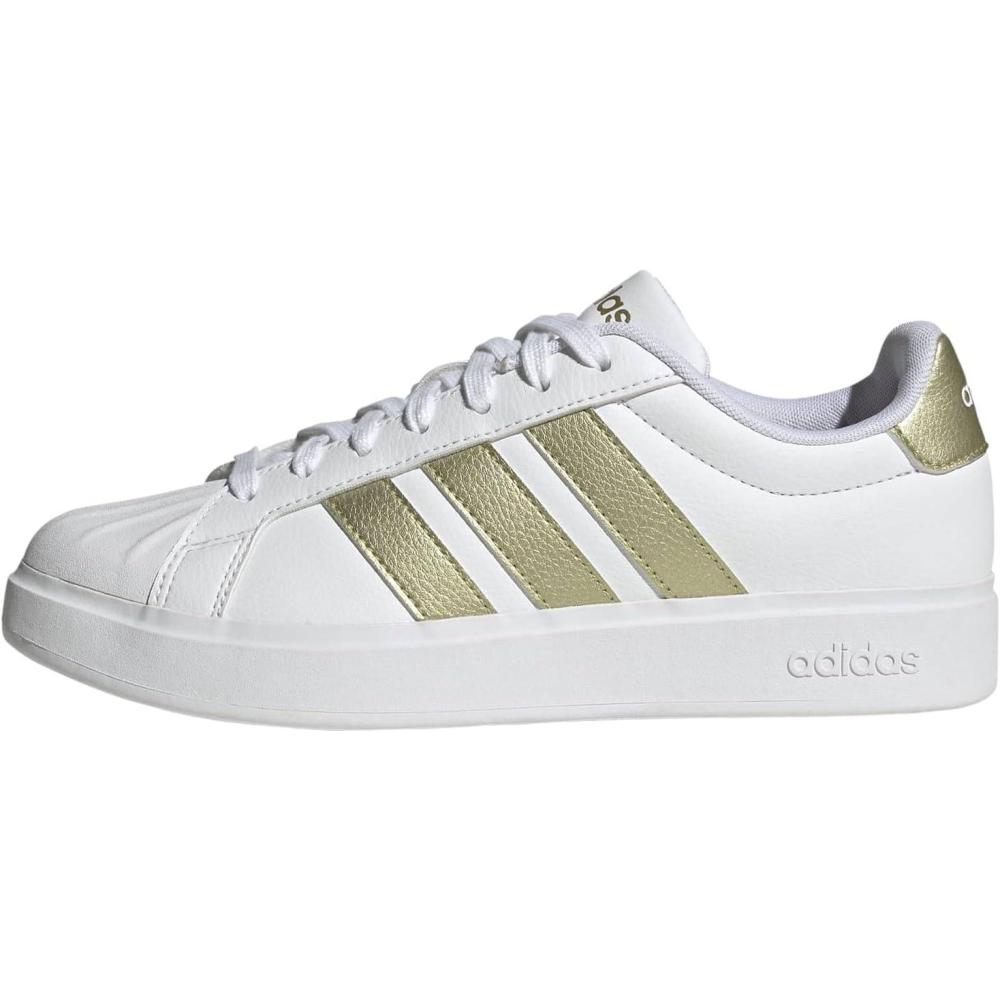 image:imageadidas Womens Streettalk Lace Up Sneakers Shoes Casual BlackWhiteGold MetallicWhite