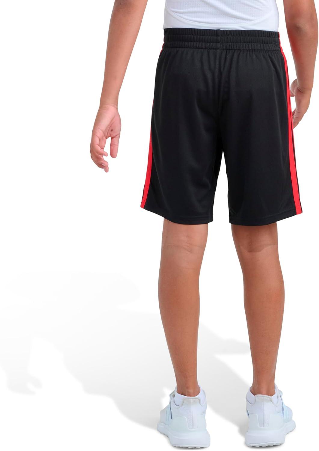 image:imageadidas Boys Active Sports Athletic Mesh ShortsBlack With Red