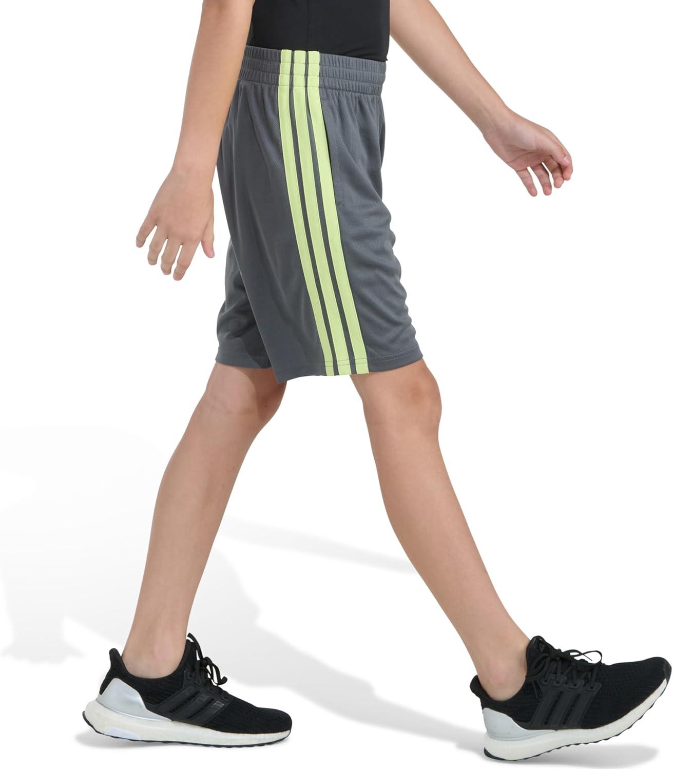 image:imageadidas Boys Active Sports Athletic Mesh ShortsGrey With Green