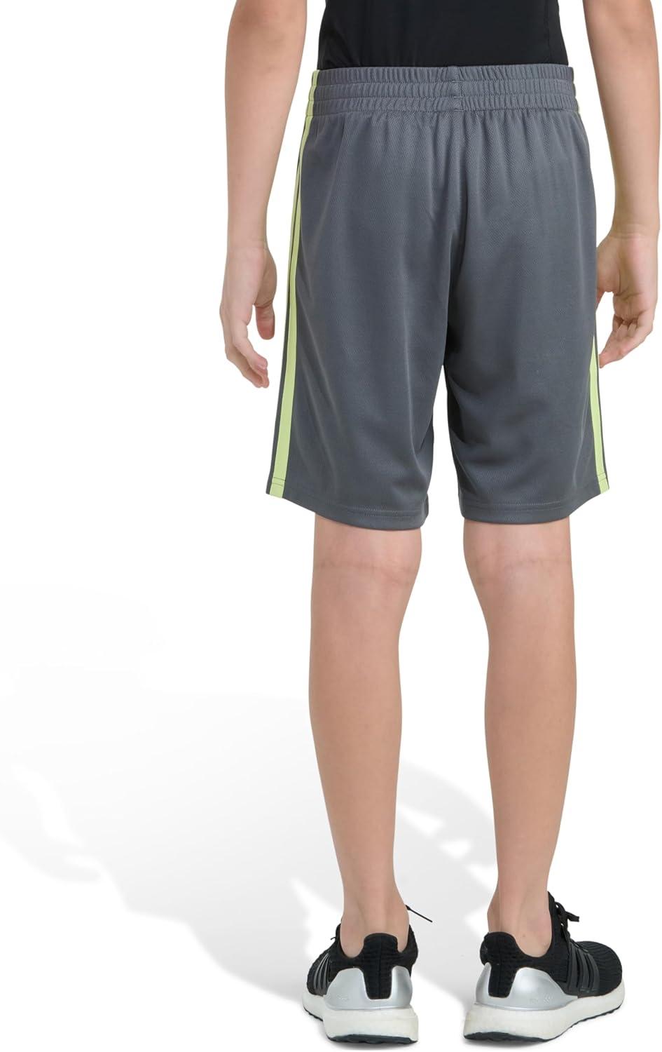 image:imageadidas Boys Active Sports Athletic Mesh ShortsGrey With Green